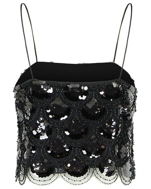 ROTATE BIRGER CHRISTENSEN Black 'Sequin' Polyester Top