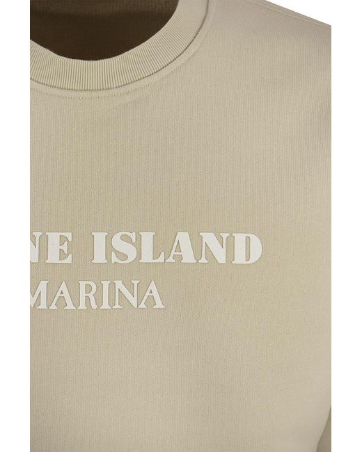 Stone Island Natural Crew-neck Sweatshirt With Inscription for men