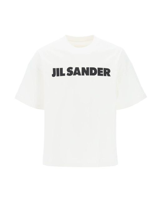 Jil Sander Black Logo Print Boxy T-Shirt for men