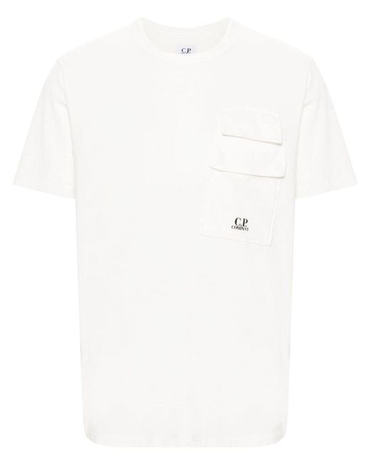 C P Company White 20/1 Jersey Flap Pocket T-Shirt for men