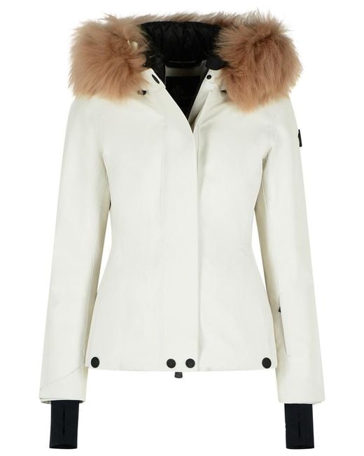 Moncler White Laplance Gore-Tex Ski Down Jacket With Shearling Hem
