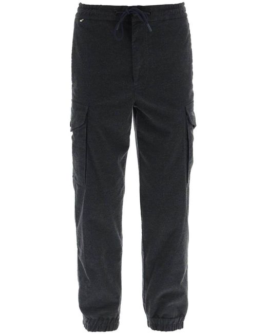 BOSS by HUGO BOSS Flannel Cargo Pants in Black for Men Lyst