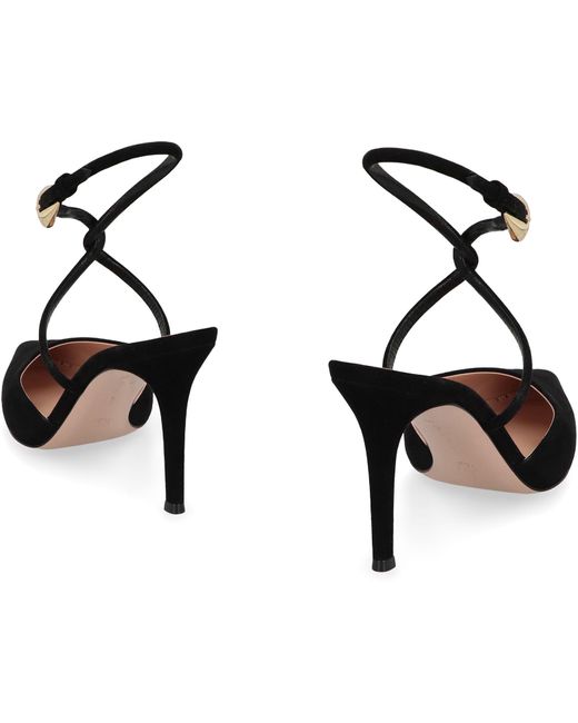 Gianvito Rossi Black Suede Slingback Pumps
