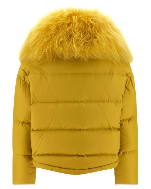 Yves Salomon Yellow Fur Insert Down Jacket
