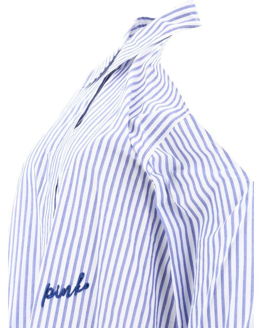 Pinko Blue Striped Shirt With Shoulder Openings