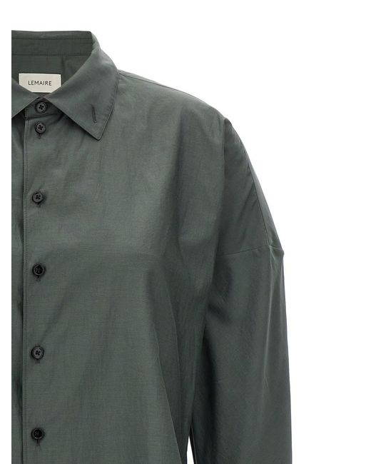 Lemaire Green 'Fitted Band Collar' Shirt