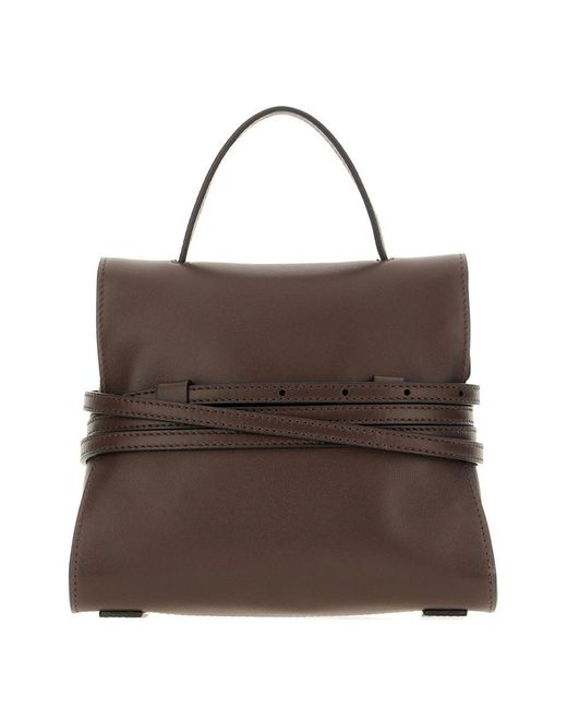 Moschino Brown Tie Me Bag Small