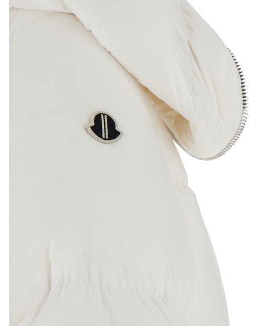 Rick Owens White 'Cyclopic' Down Jacket With Removable Hood And Logo Patch for men