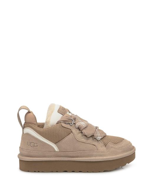 Ugg Natural Sneakers In Suede And Mesh With Shearling