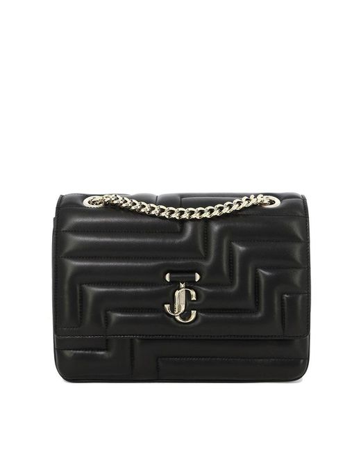 Jimmy Choo Black Matelassé Shoulder Bag For With Chain Strap And Jc Emblem