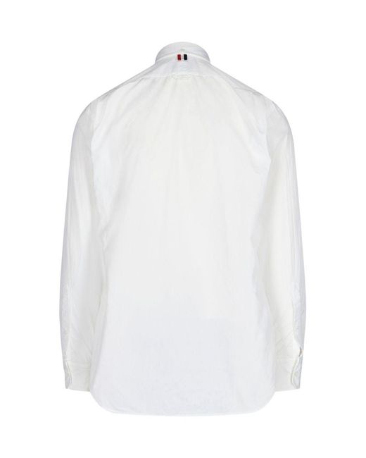 Thom Browne White Signature Grosgrain Placket Shirt for men