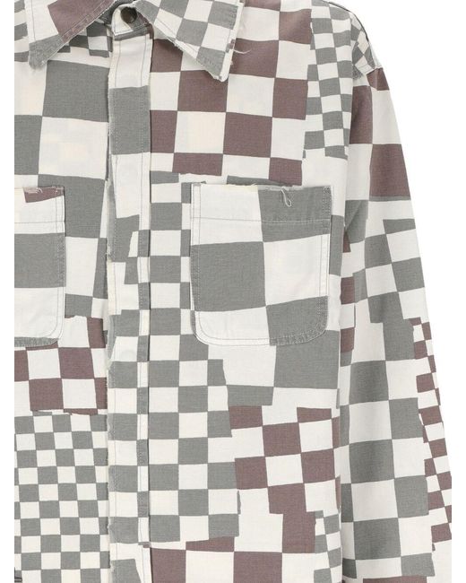 ERL White Jacket With Asymmetric Check Motif for men