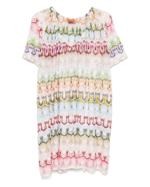 Missoni White Crochet-Knit Mini Dress