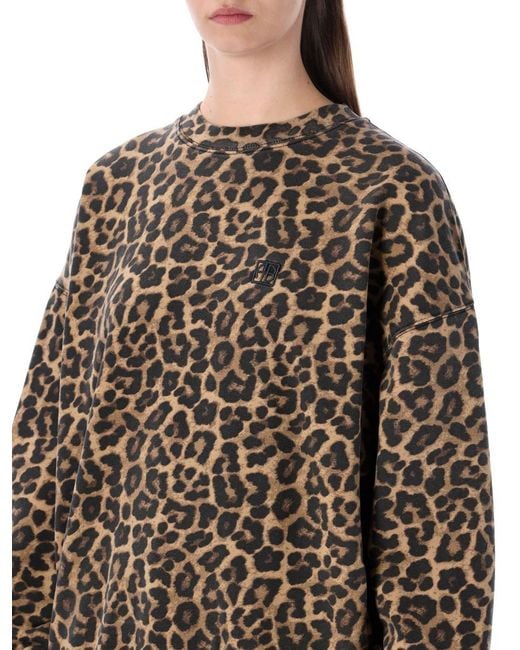 Anine Bing Multicolor Oversized Leopard Print Cotton Miles Sweatshirt
