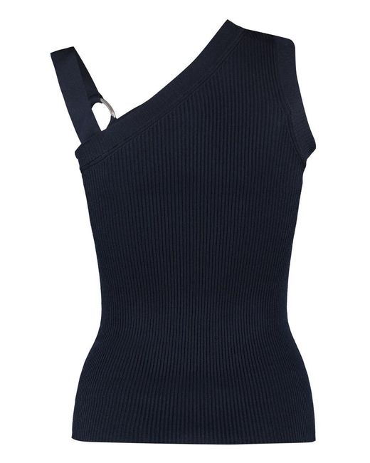 Boutique Moschino Blue Ribbed Knit Top