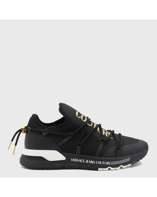 Versace Jeans Couture Black Lace-up Stretch Sneakers for men