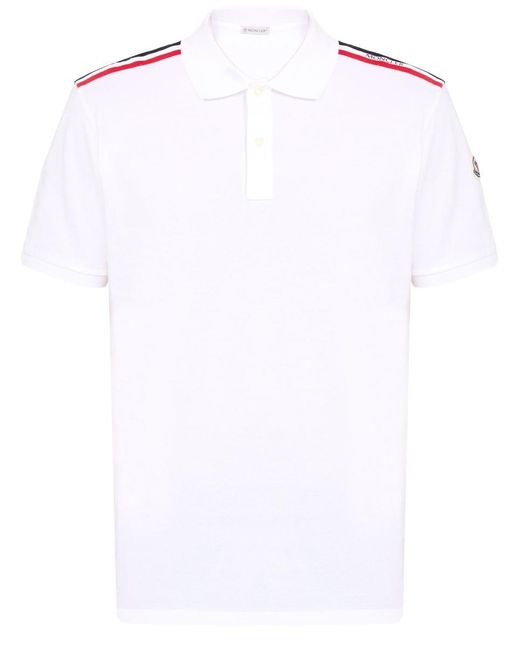 Moncler White Piquet Cotton Polo Shirt for men