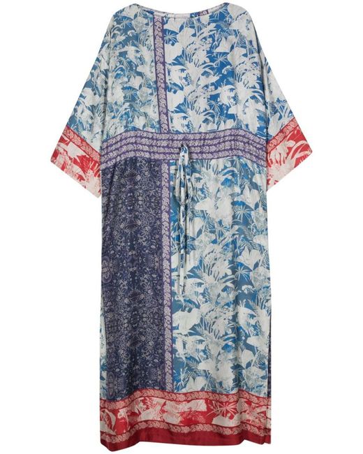 Pierre Louis Mascia Blue Printed Silk Long Dress