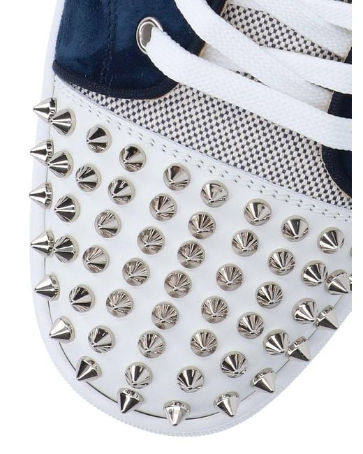 Christian Louboutin Louis Junior Spikes Rubber-Trimmed Mesh and Suede Sneakers - Men - White Suede Shoes - EU 40