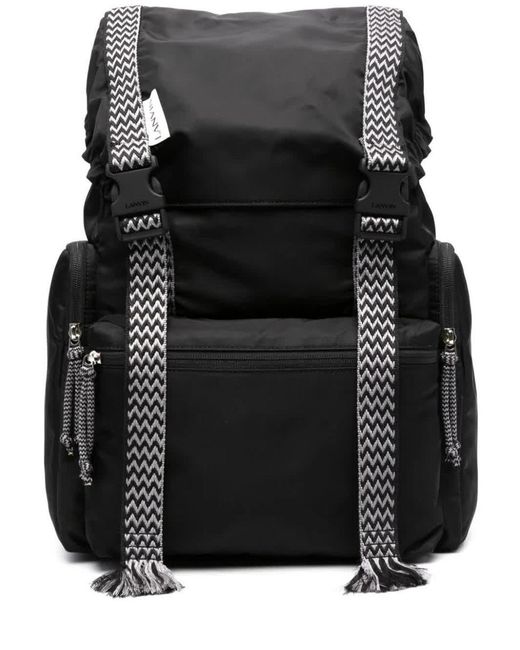 Lanvin Black Curb Strap-detail Backpack for men