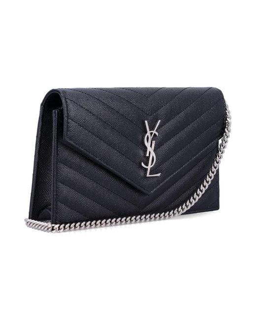 Saint Laurent Black Cassandre Envelope Chain Wallet