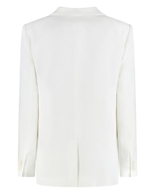 Elisabetta Franchi White Double-Breasted Gabardine Jacket