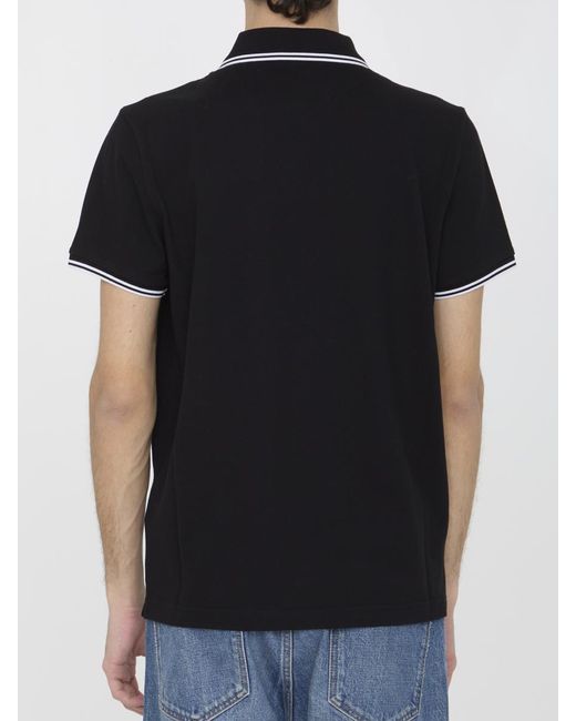Moncler Black Piquet Cotton Polo Shirt for men