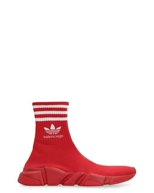 Balenciaga Red X Adidas -Speed Trainers Knitted Sock-Sneakers