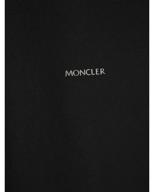 Moncler Black Cotton Logo Crewneck T-Shirt for men