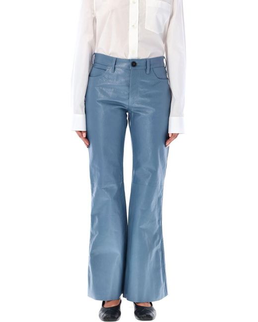 Marni Blue Goat Leather Trousers