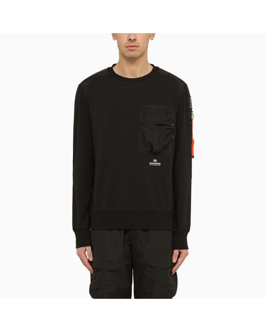 Parajumpers Black Sweatshirt With Patch Pocket for men