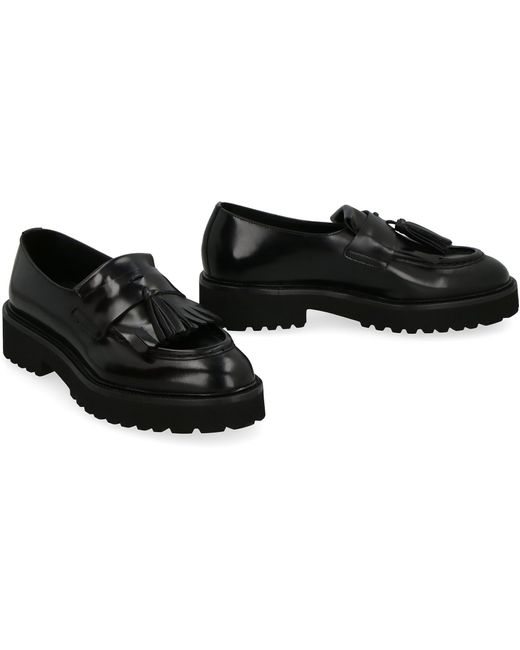 Doucal's Black Leather Loafers