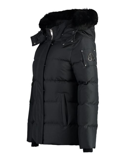 Moose Knuckles Black Cloud 3q Hooded Techno Fabric Down Jacket