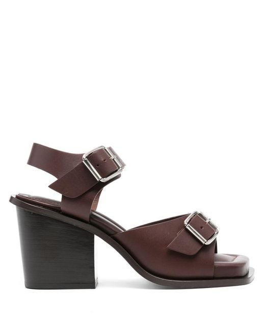 Lemaire Brown Square Heeled Sandals With Straps 80 Shoes