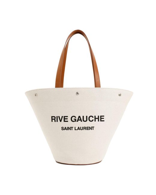 Saint Laurent White Rive Gauche Tote Bag