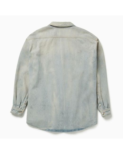 1989 STUDIO Gray Light Denim Overshirt for men