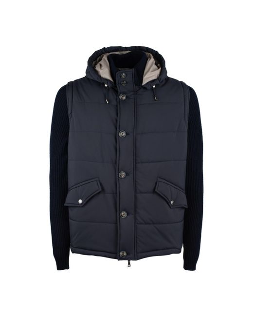 Barba Napoli Blue Jacket With Removable Knit Sleeves for men
