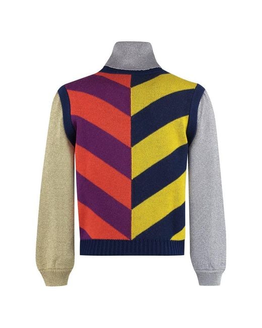 Gucci Blue Jacquard Wool Sweater for men