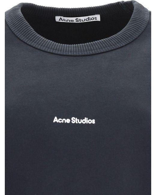 Acne Blue Logo Cotton Sweatshirt