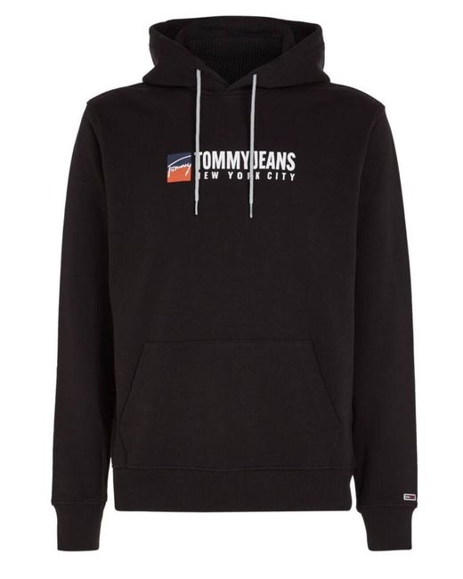 Tommy Hilfiger Jeans Hoodie In Black Cotton for men