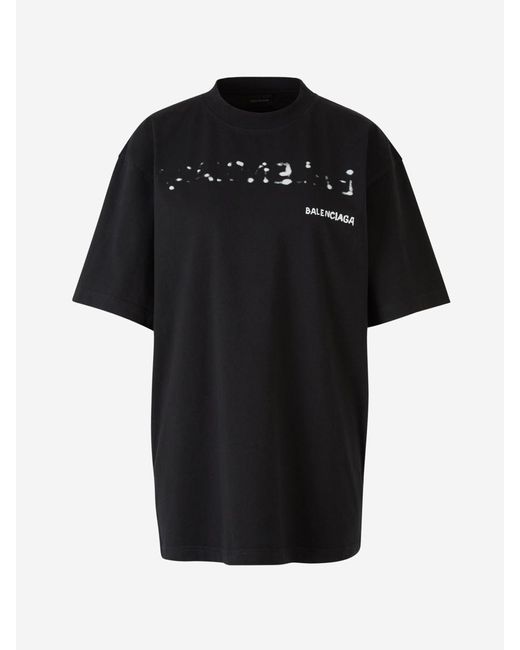 Balenciaga Black Printed Cotton T-Shirt