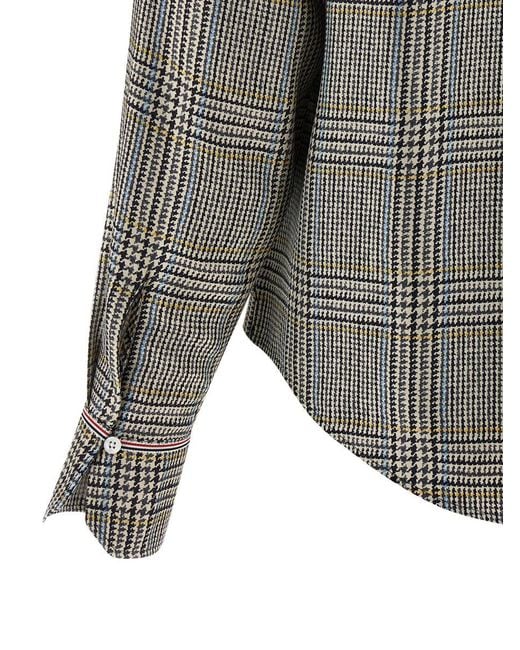 Thom Browne Gray Prince Of Wales Check Shirt