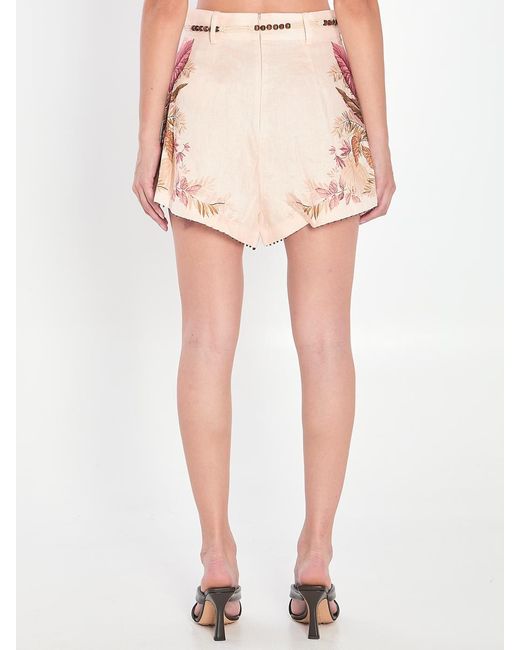 Zimmermann Pink Ascension Tuck Shorts