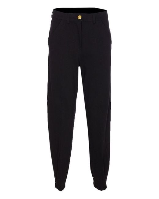 Pinko Blue Tailored Trousers With-Tone Button Detail