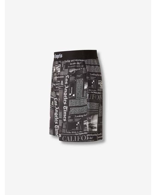 Palm Angels Black Newspaper Print Bermudas for men
