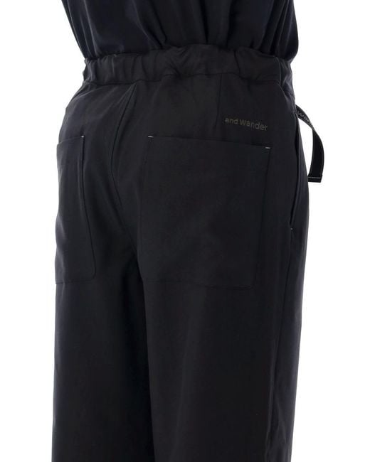 And Wander Black Pe Melange Twill Wide Pants for men