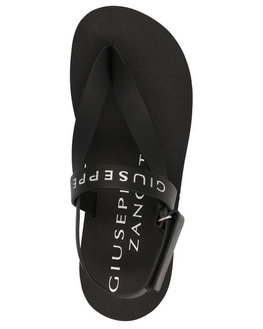 Giuseppe Zanotti Black Logo-print Thong-strap Sandals for men