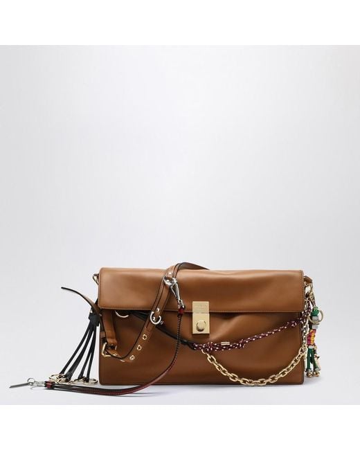 Prada Brown Soft Sound Large Caramel Bag With Charms