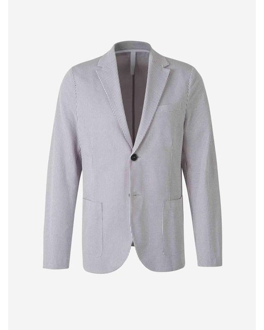 Harris Wharf London Blue Textured Cotton Blazer for men