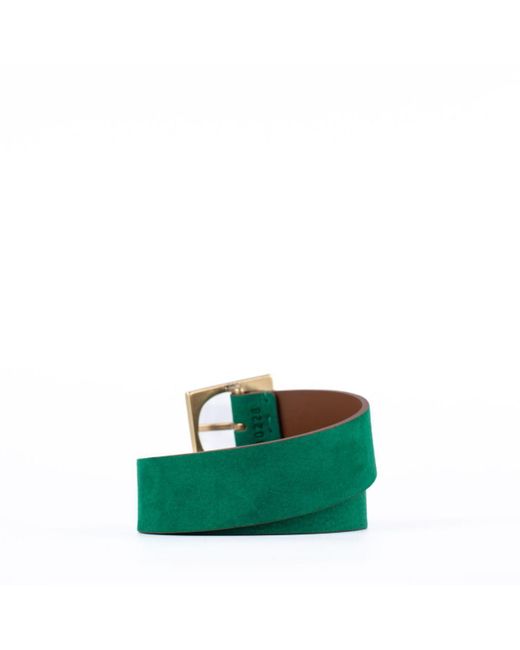 Orciani Masculine Belt In Emerald Green Leather